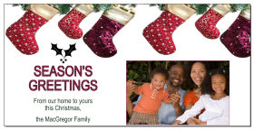 Three Fireplace Stockings Family Photo Upload Christmas Card w-Envelope 8